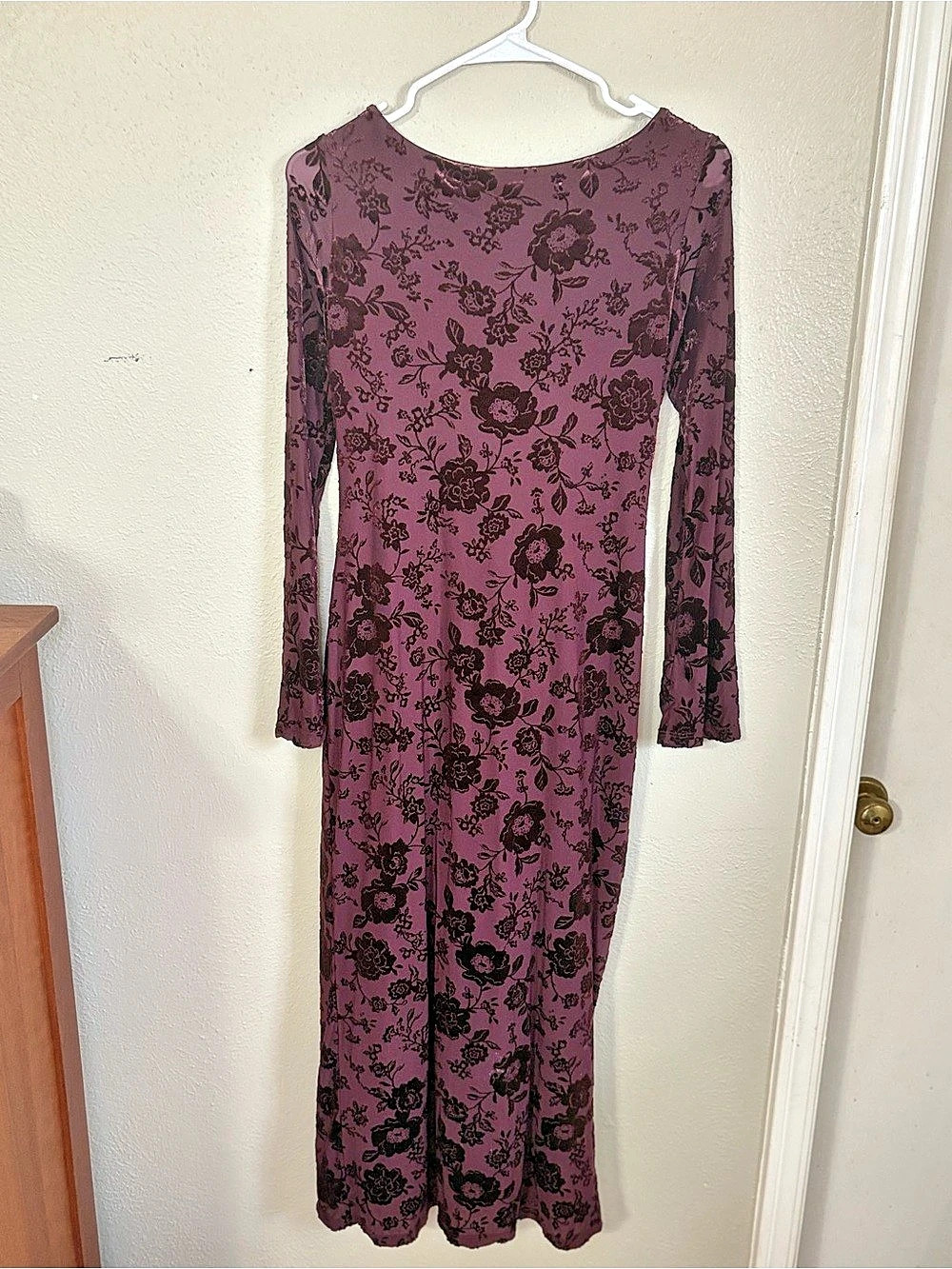 Floral Maxi Dress in Purple & Black Size Large